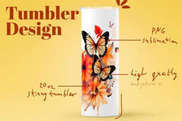 Download 20oz Tumbler Butterfly Design Png - Png Collection