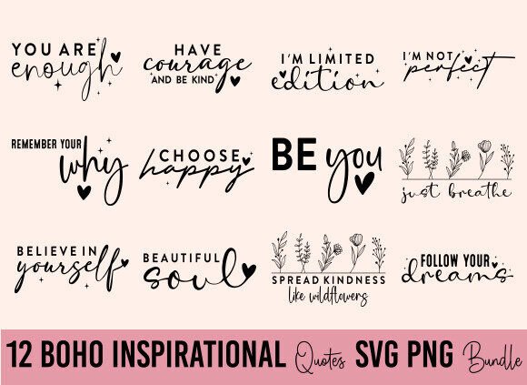 Download Boho Inspirational Quotes SVG PNG Bundle - Png Collection