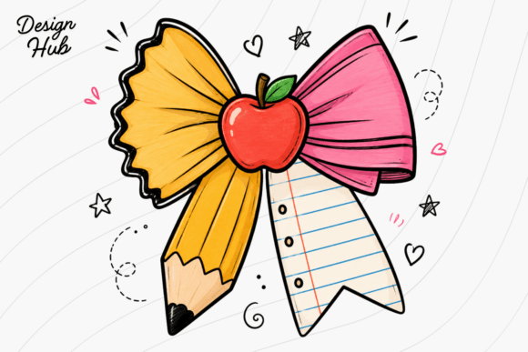 Download Cute School Pencil Bow PNG - Png Collection