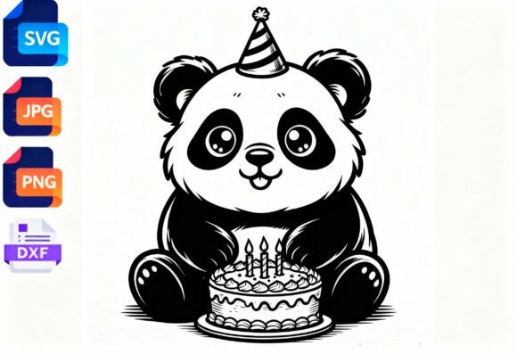 Download Cute Panda Birthday Cake SVG PNG DXF - Png Collection