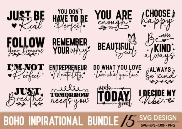 Download Boho Inspirational Quotes SVG PNG Bundle - Png Collection
