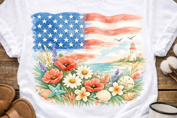 Download Patriotic Coastal Bloom Watercolor PNG - Png Collection