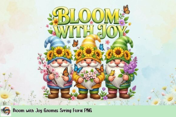 Download Bloom with Joy Gnomes Spring Floral PNG - Png Collection