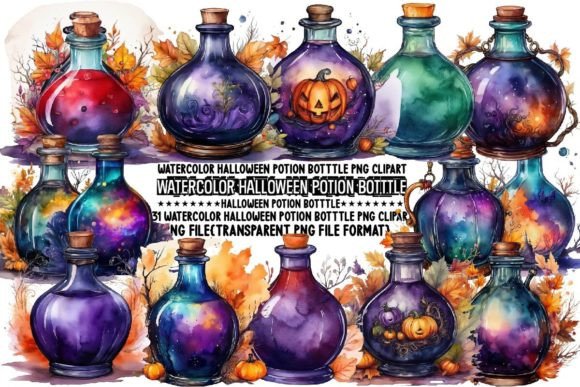 Download Watercolor Halloween Potion Botttle PNG - Png Collection