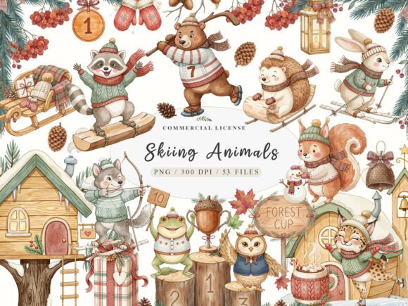 Download Watercolor Winter Woodland Animals PNG - Png Collection
