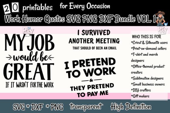 Download Work Humor Quotes SVG PNG DXF Bundle V1 - Png Collection