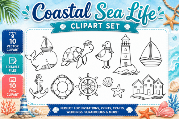 Download Coastal Baby Digital Stamp Clipart PNG - Png Collection