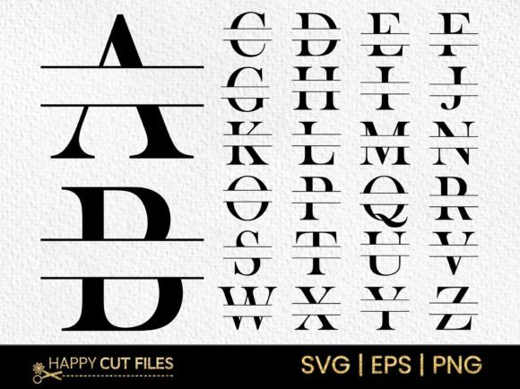 Download Split Letter Monogram SVG Font a-Z Png - Png Collection