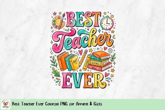 Download Best Teacher Ever Colorful PNG for Apparel &amp; Gifts - Png Collection