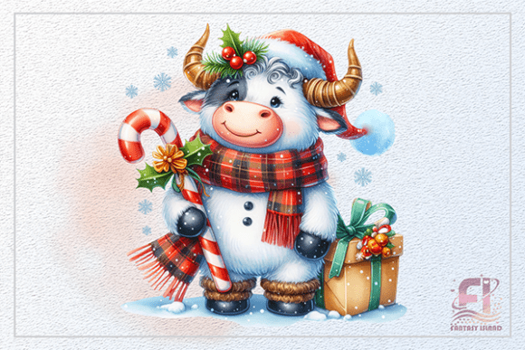 Download Cute Cow Christmas Festive Clipart PNG - Png Collection