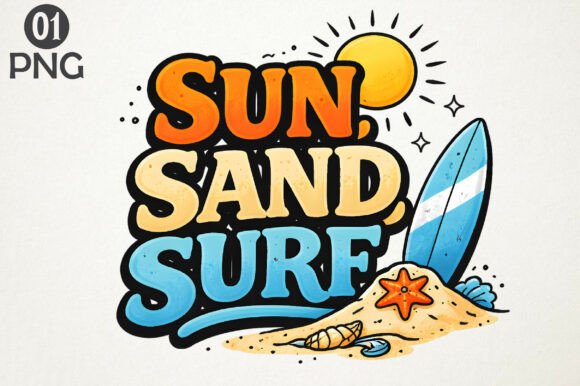 Download Sun Sand Surf Beach PNG Clipart Design - Png Collection