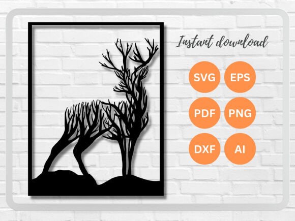 Download Deer Wall Art Laser Cut File SVG DFX PNG - Png Collection