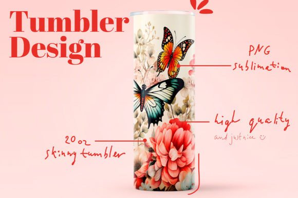 Download Butterfly Design Tumbler Sublimation Png - Png Collection