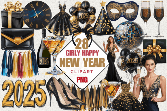 Download Girly Happy New Year Clipart Png, 2025 - Png Collection