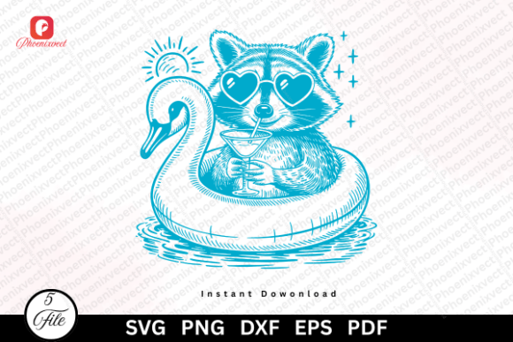 Download Cute Pool Float Summer Raccoon PNG SVG - Png Collection