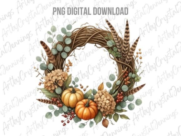 Download Fall Pumpkin Autumn Wreath Clipart PNG - Png Collection