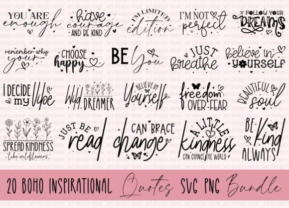 Download Boho Inspirational Quotes SVG PNG Bundle - Png Collection